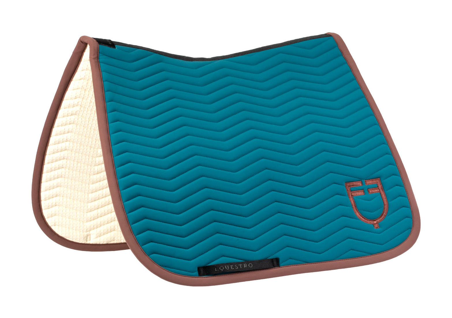 Manta de dressage Equestro acolchoada Wave em tecido técnico Azul coral / castanho
