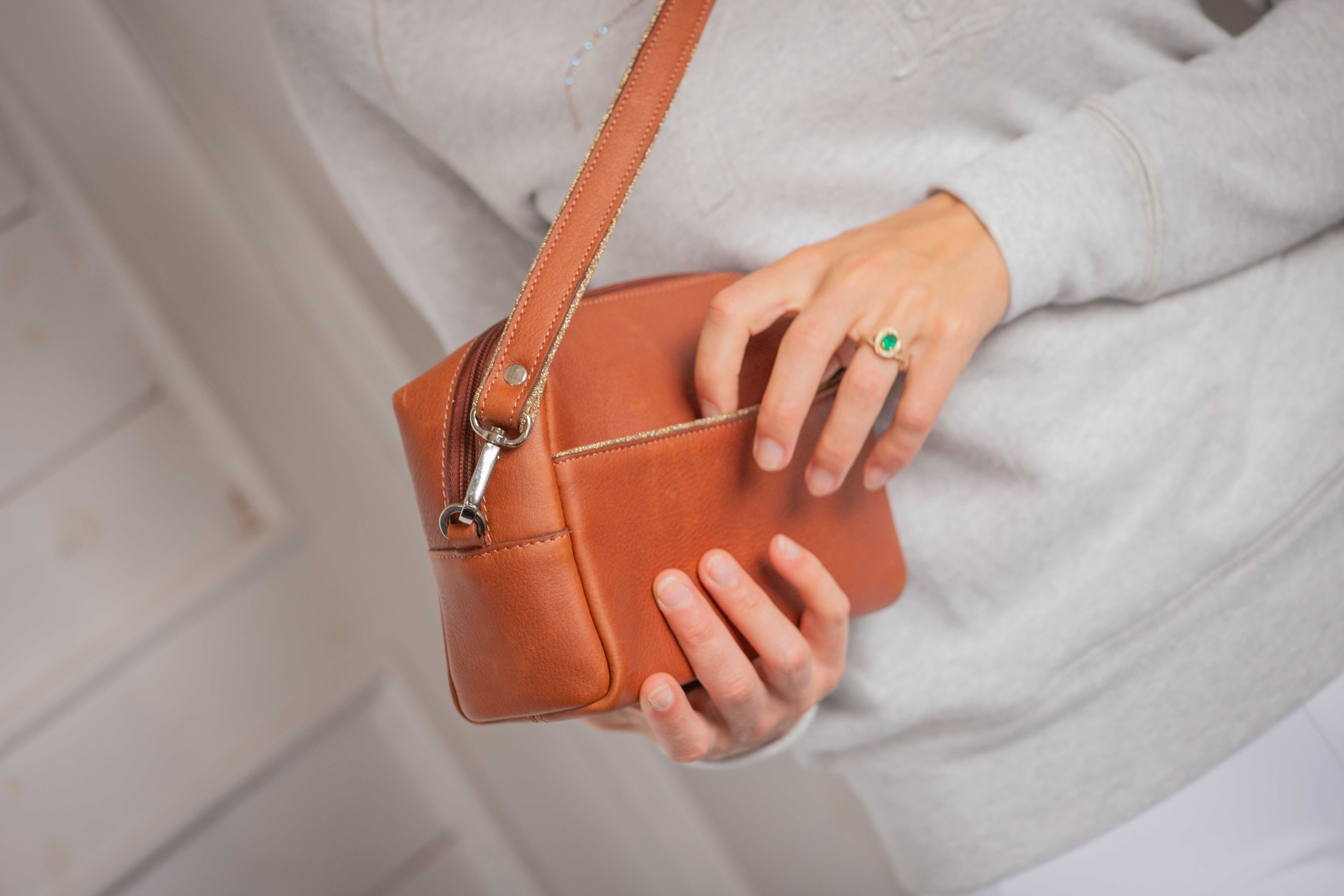 Bolsa Pénélope Laly Gold Dourado / conhaque Castanho