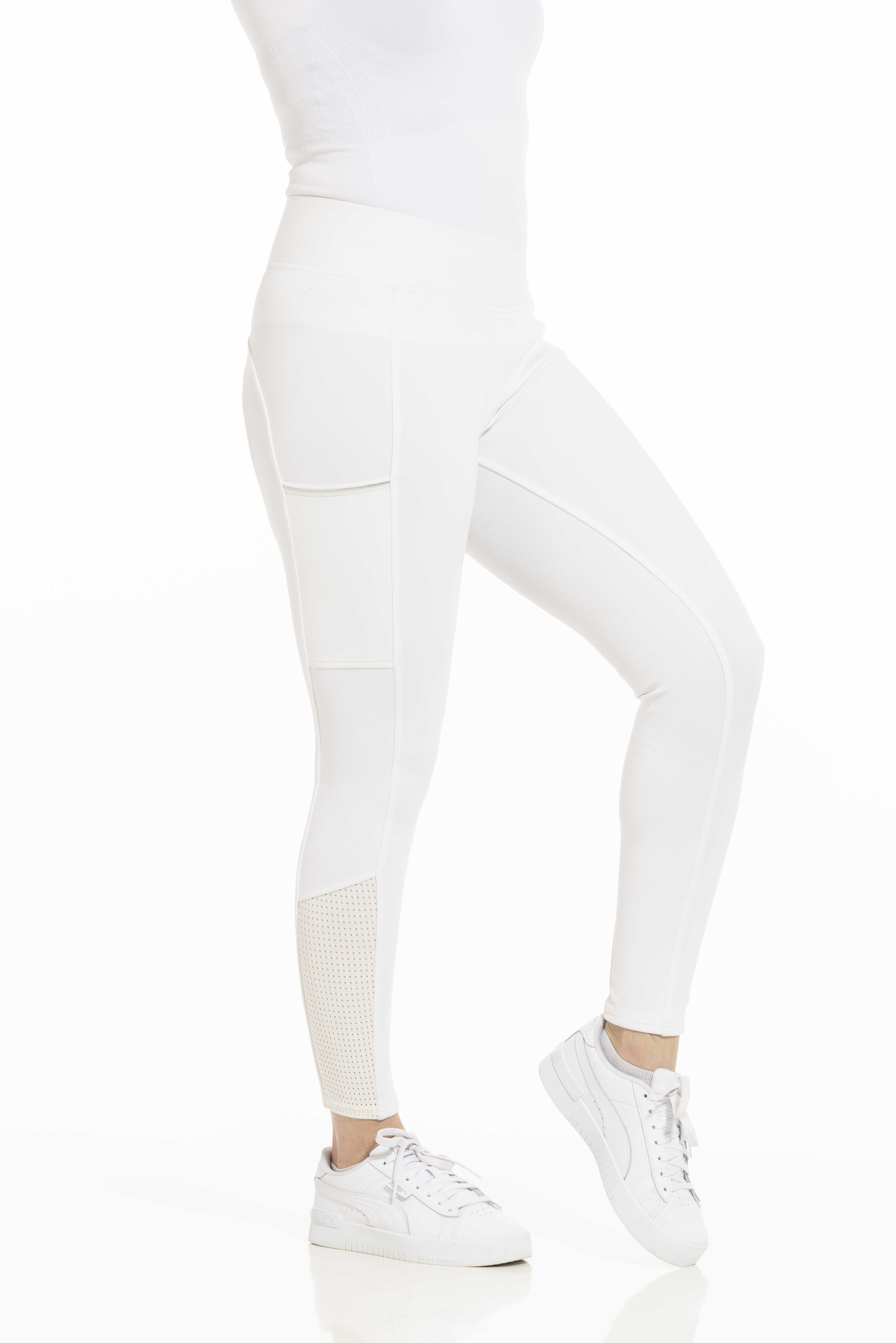 Calça Equithème Brigitte com fundo de silicone Branco