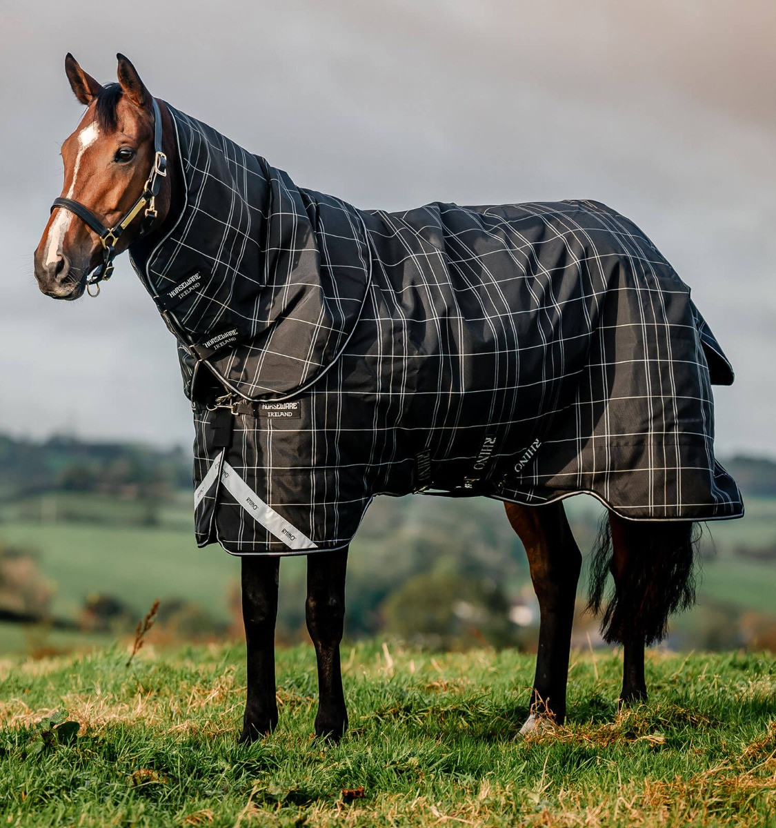 Cobertor Horseware Rhino Turnout Bundle liner 0g e 200g Xadrez preto / preto e branco