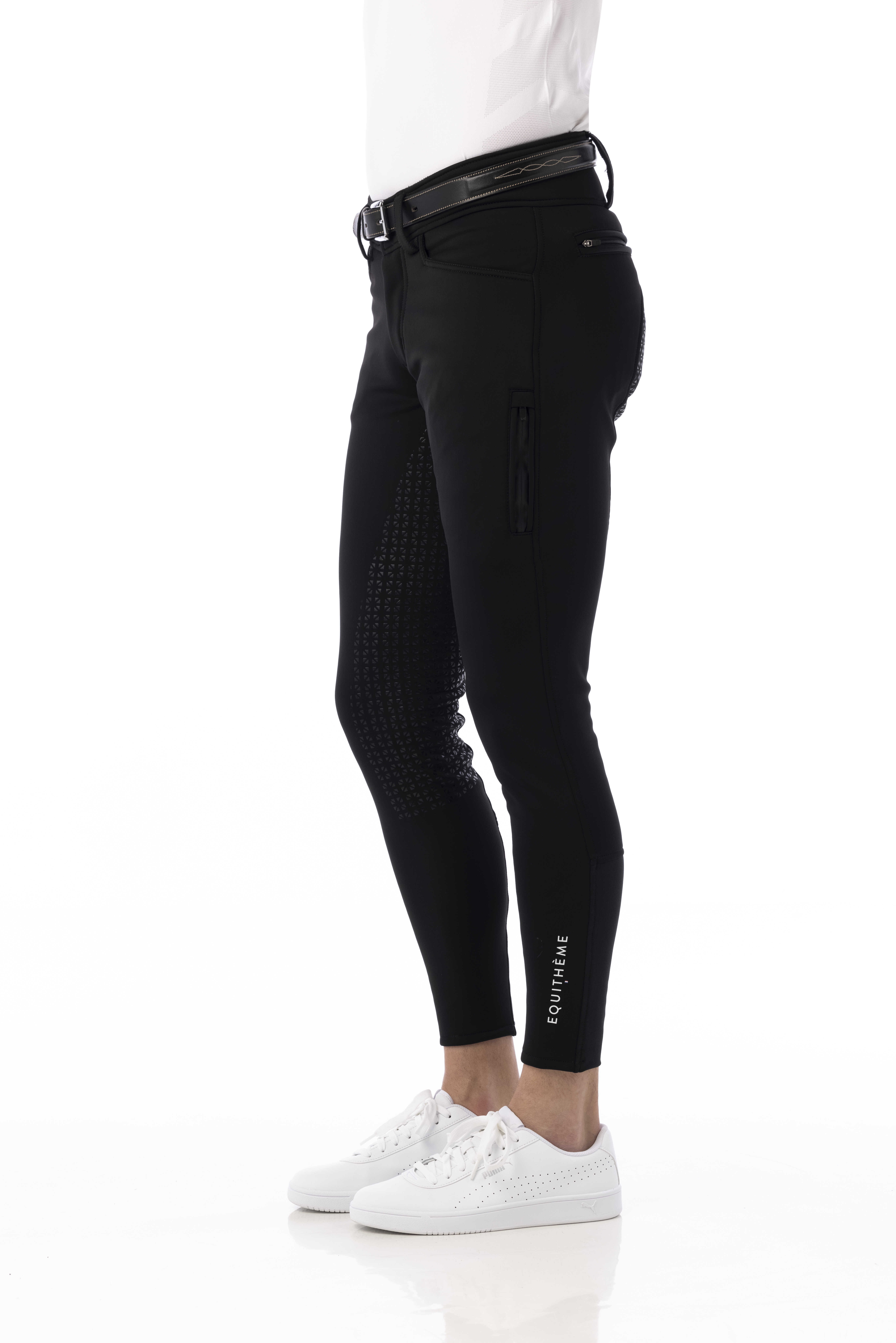 Calça softshell Equitheme Zermatt com fundo de silicone Preto