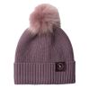 Gorro de malha para crianças Horze Noa com pompom removível - Sílex violeta