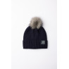 Gorro de malha para crianças Horze Noa com pompom removível - Mirtilo