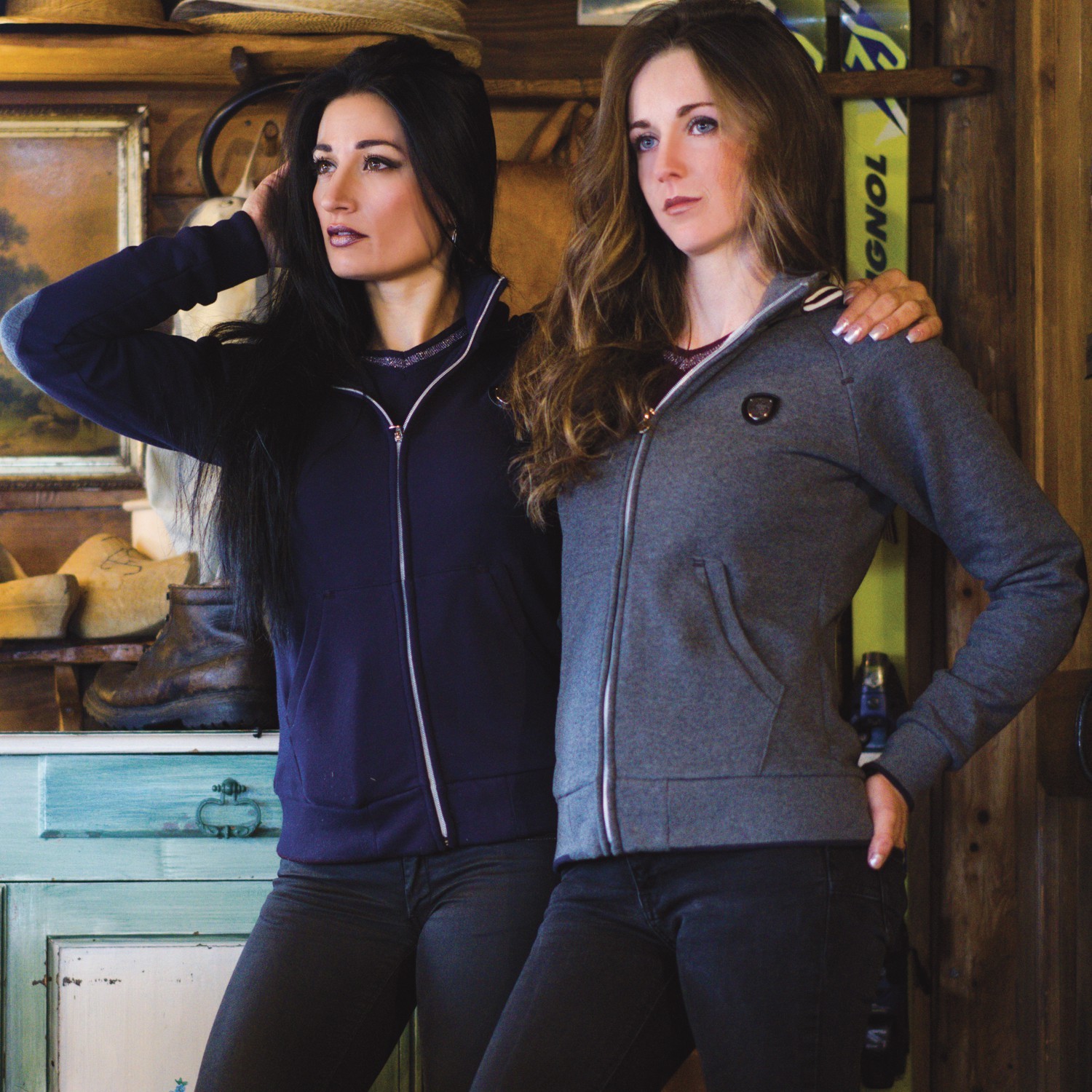 Damen-Sweatshirt Kamouraska Flags & Cup Cinza mesclado Cinzento