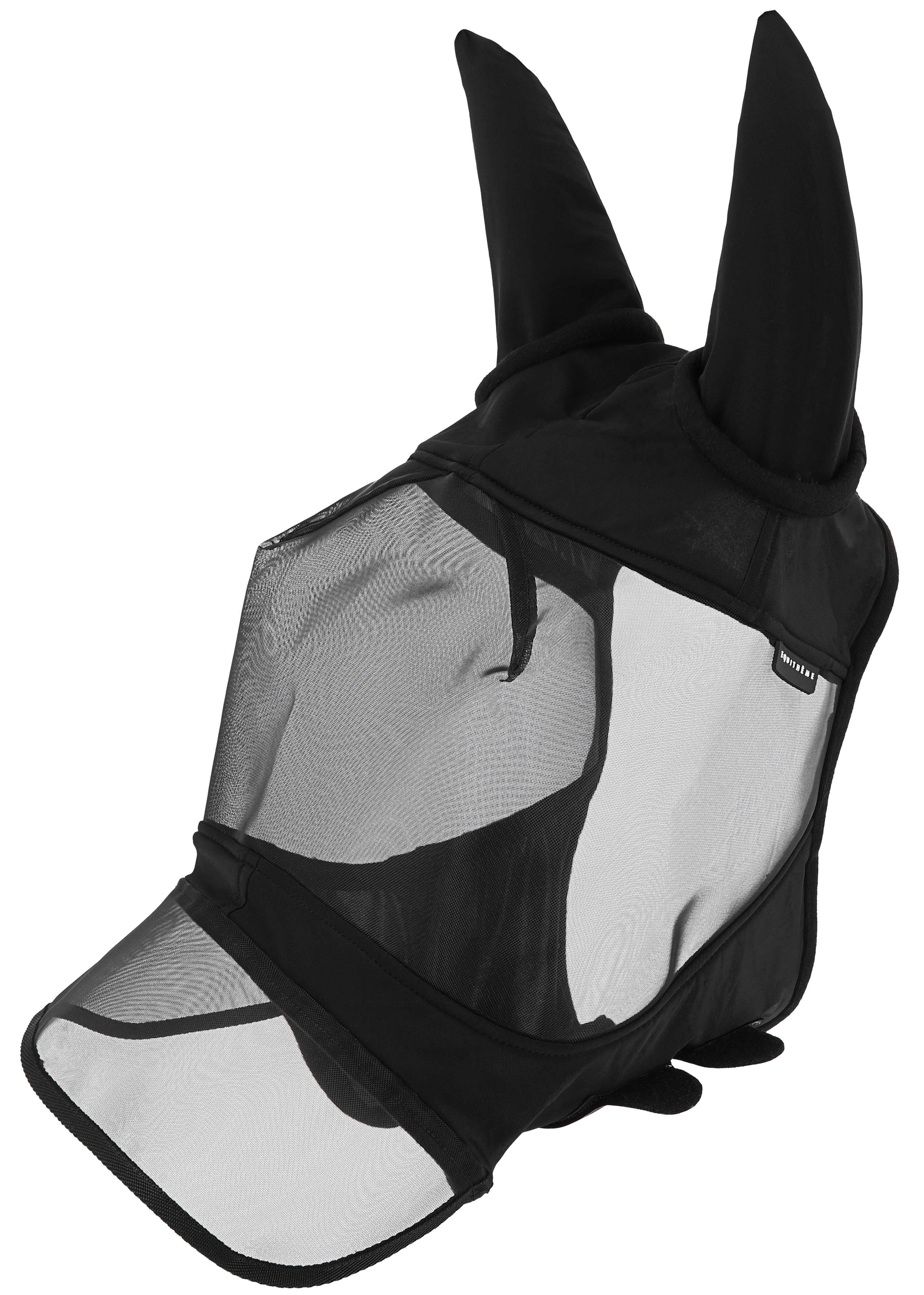 Máscara anti-moscas anti-UV Equithème Soft com nariz Preto