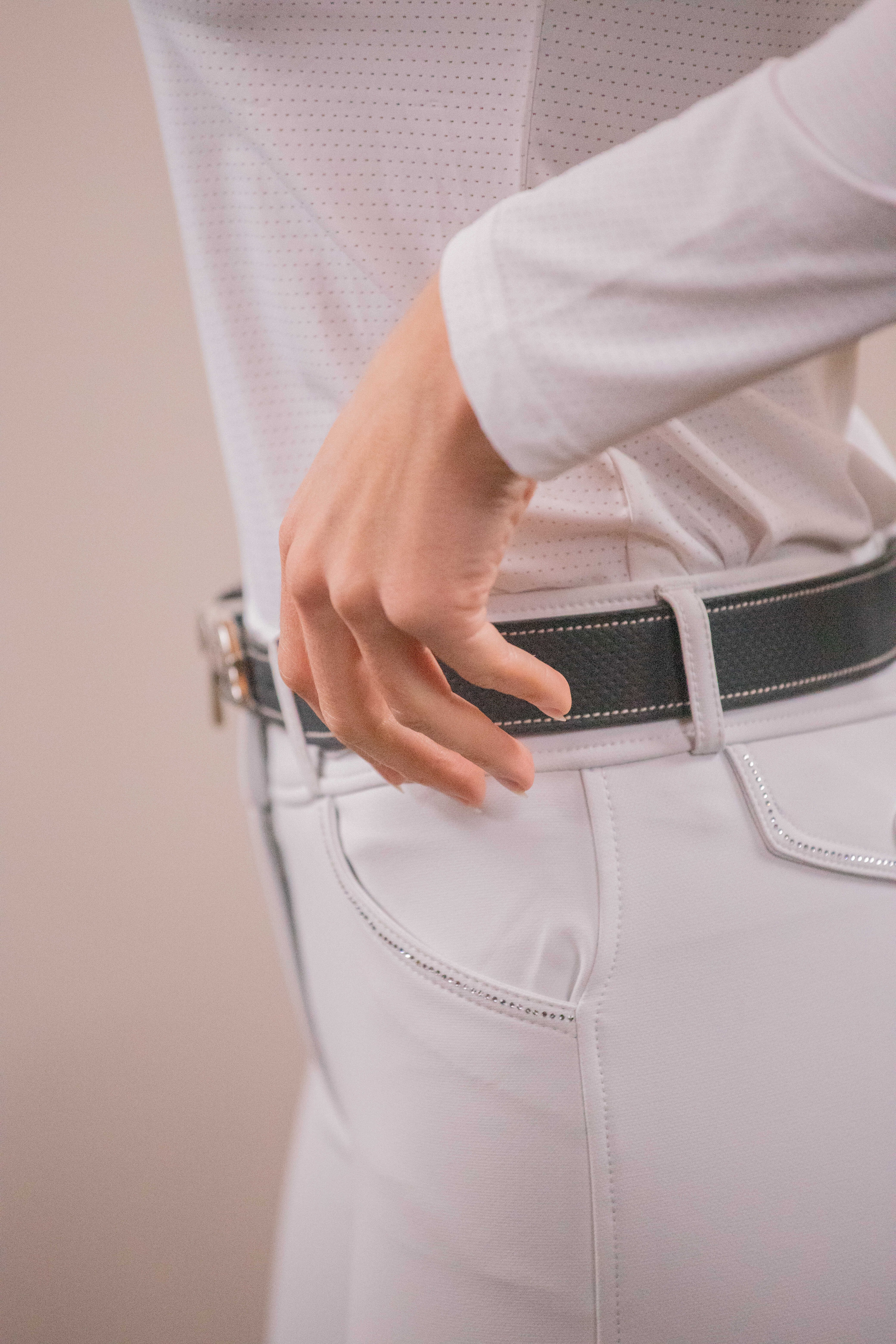 Polo de competição Pénélope Séville Mesh mangas compridas Branco