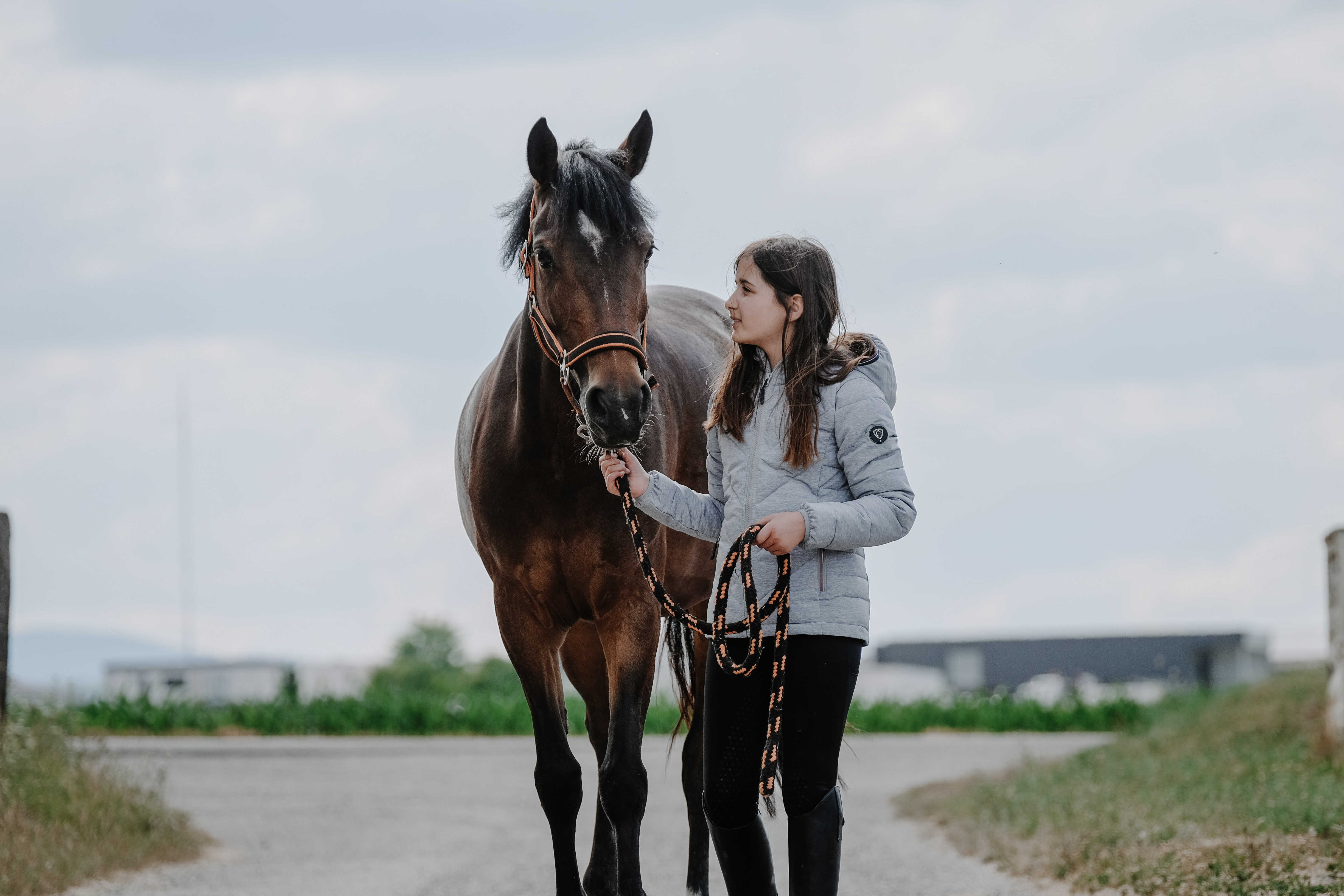 Gewatteerde jas Equithème Lara kind Cinza mesclado Cinzento