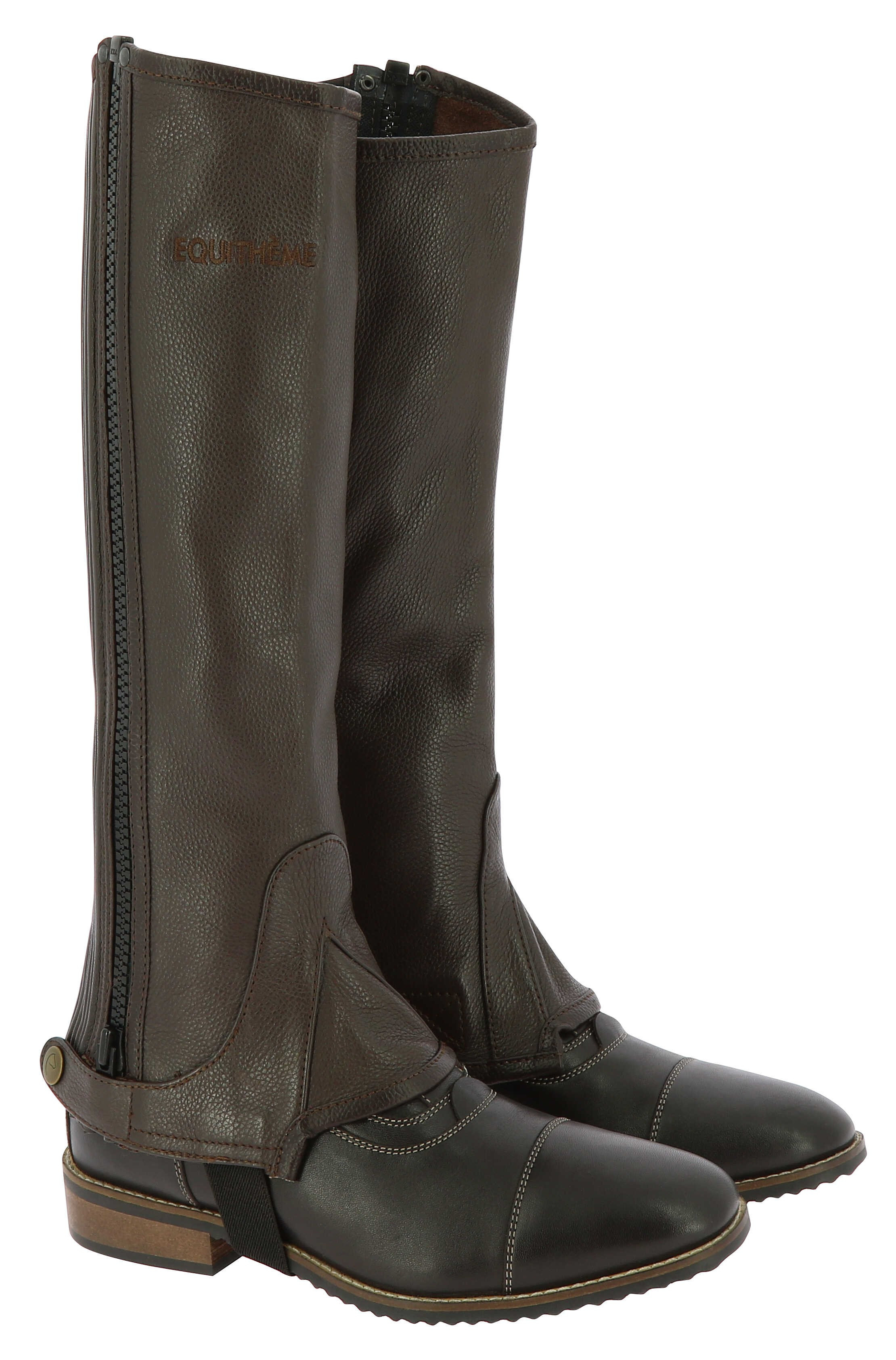 Mini-perneiras Equithème couro Preto