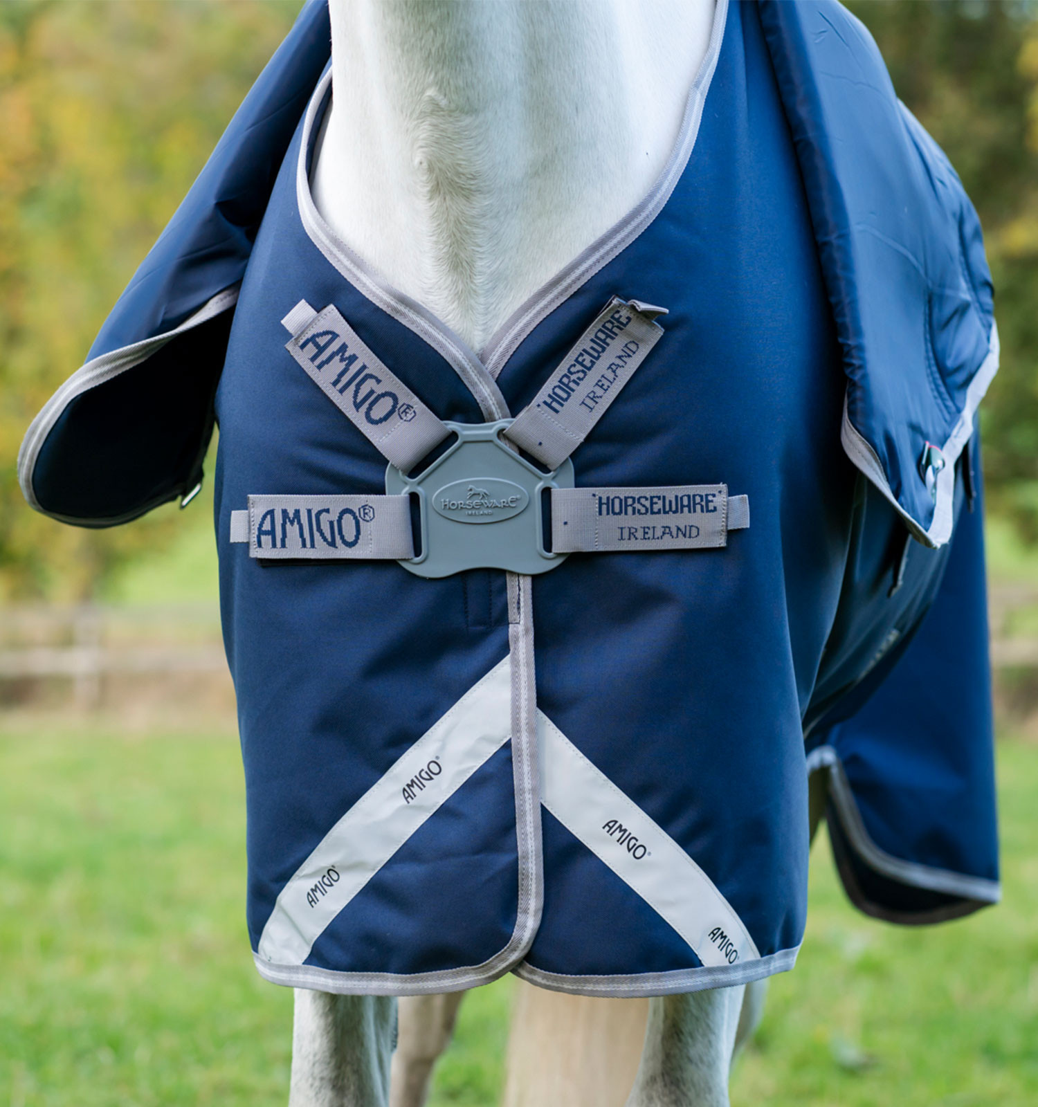 Cobertor Horseware Amigo 1200D FieldSafe Plus Turnout 250g Marinho / cinza titânio / prata Azul-marinho