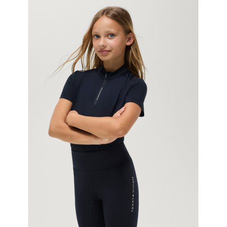 Polo de treino Palma Tommy Hilfiger Equestrian 1/4 Zip Young Rider mangas curtas