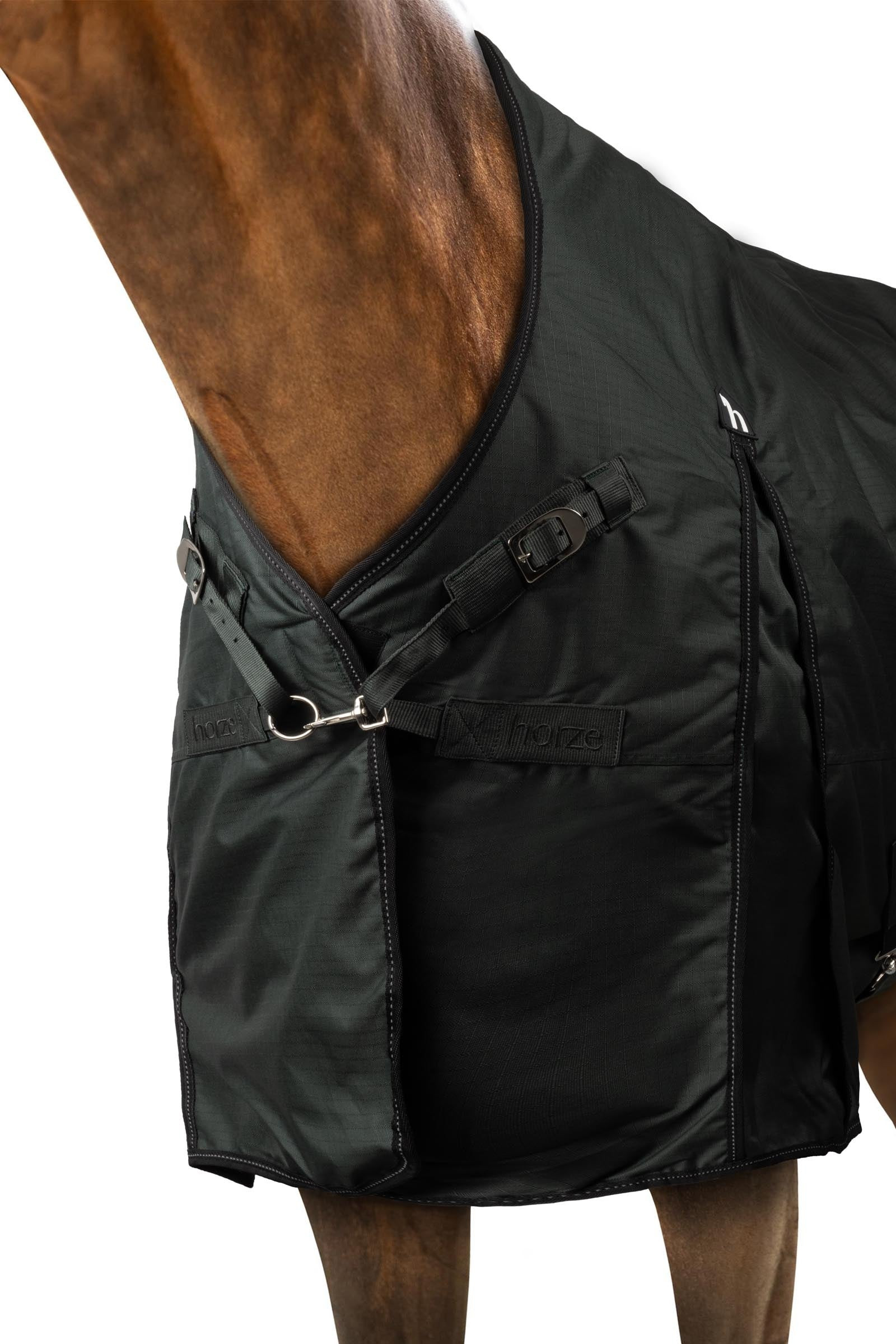 Cobertura de exterior Horze Helsinki pescoço alto 100 g Verde escaravelho