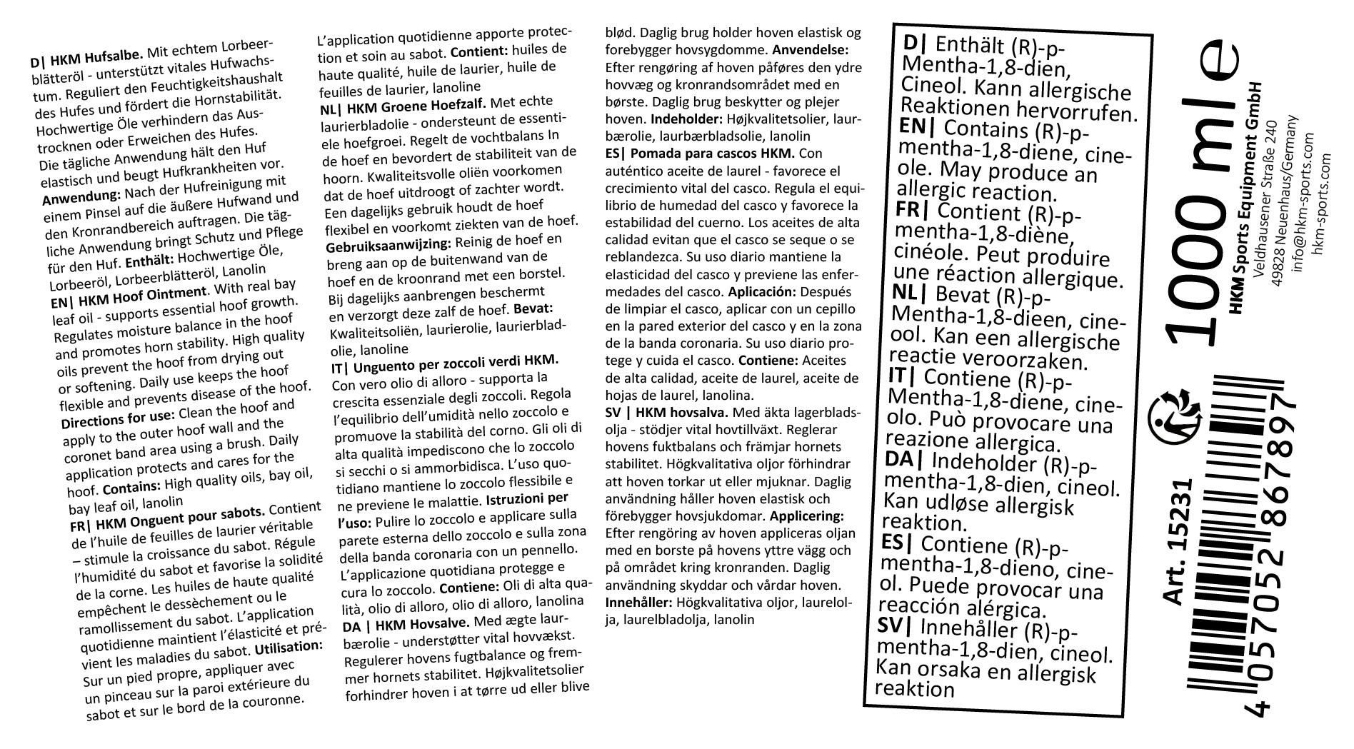 Pomada para cascos HKM Preta Preto