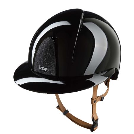 Capacete Kep Smart Nova metal polido preto estrela preta jugular bege viseira polo