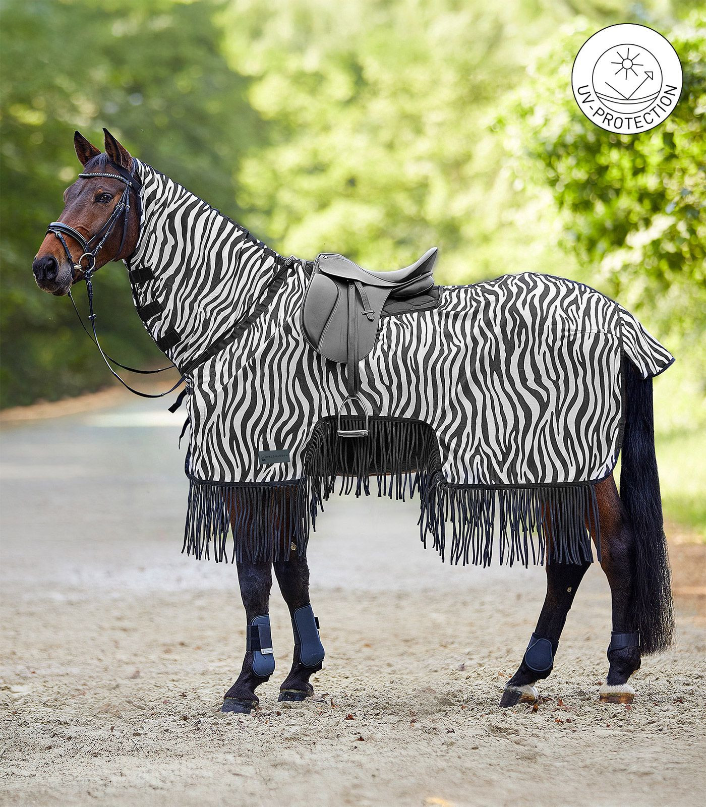 Camisa anti-moscas Waldhausen com franjas Zebra Preto / branco