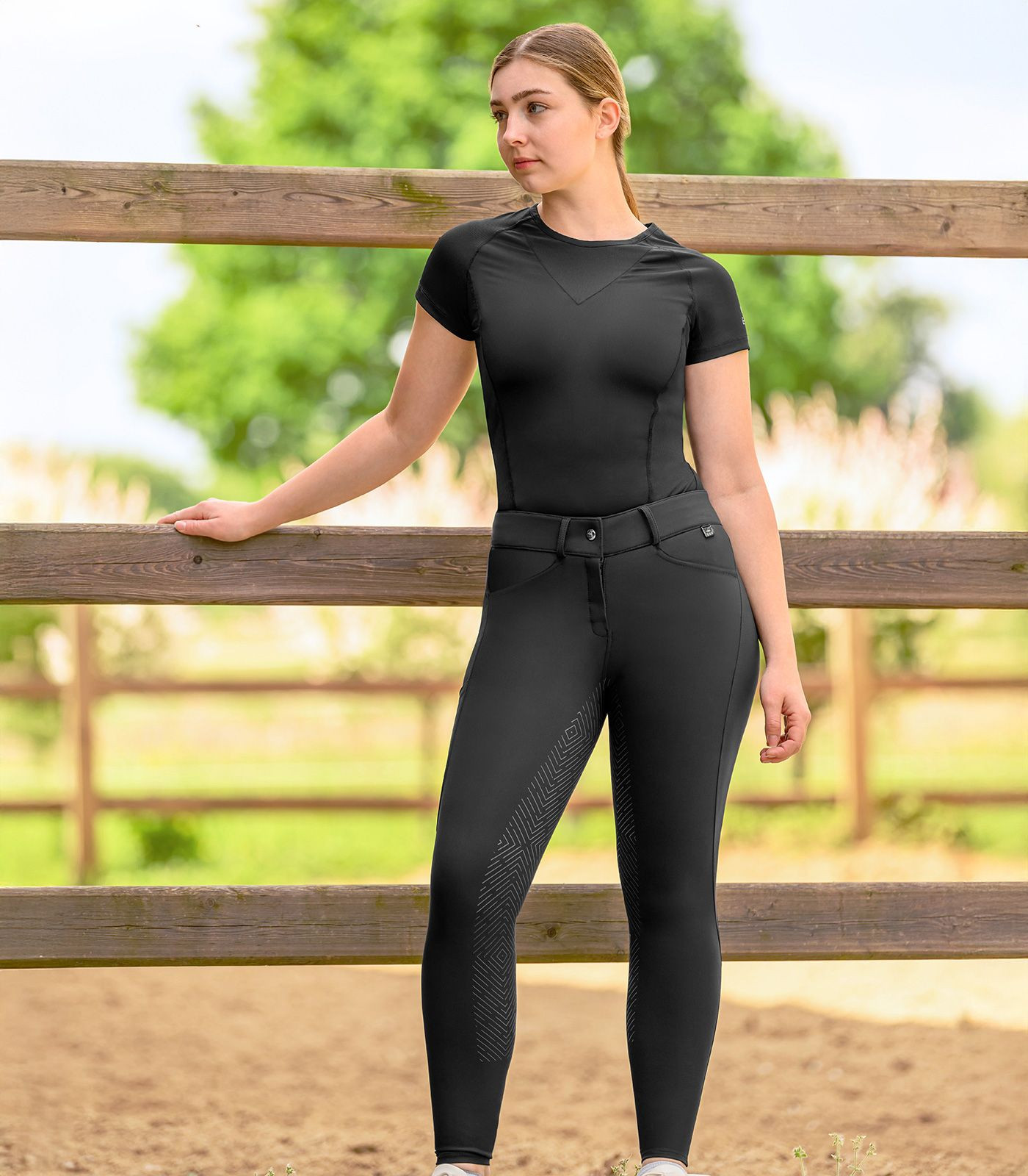 Calças de equitação ELT Comfort Ride com silicone Preto