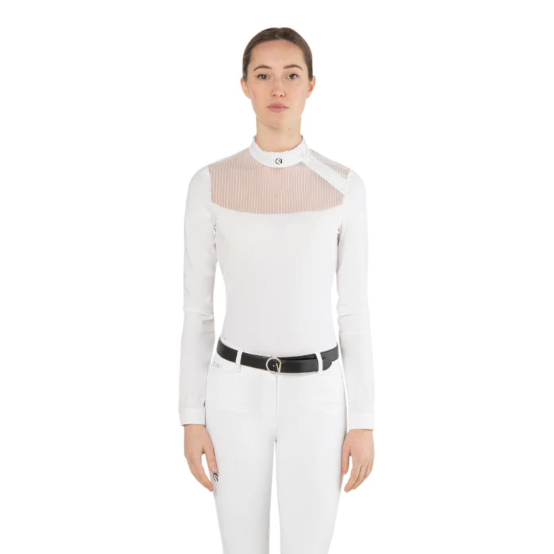 Polo de concurso Nina Ego7 de manga comprida para mulher Branco