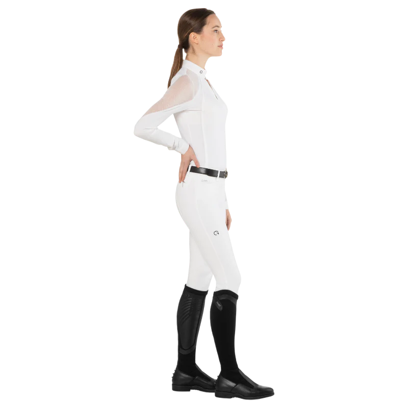 Polo de concurso Nina Ego7 de manga comprida para mulher Branco