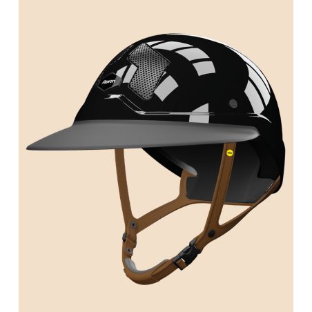 Capacete Mips Flex-on Armet preto viseira Unissex Star jugular marrom