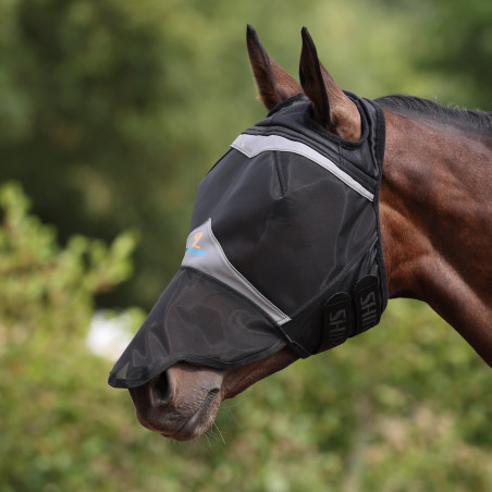 Máscara anti-moscas Shires FlyGuard Pro malha fina com passagem para orelhas e nariz