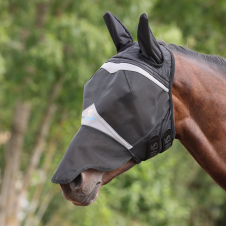 Máscara anti-moscas Shires FlyGuard Pro Fine Mesh com orelhas e nariz