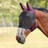 Máscara anti-moscas Shires FlyGuard Pro Deluxe com orelhas, nariz e franjas - Cereja preta