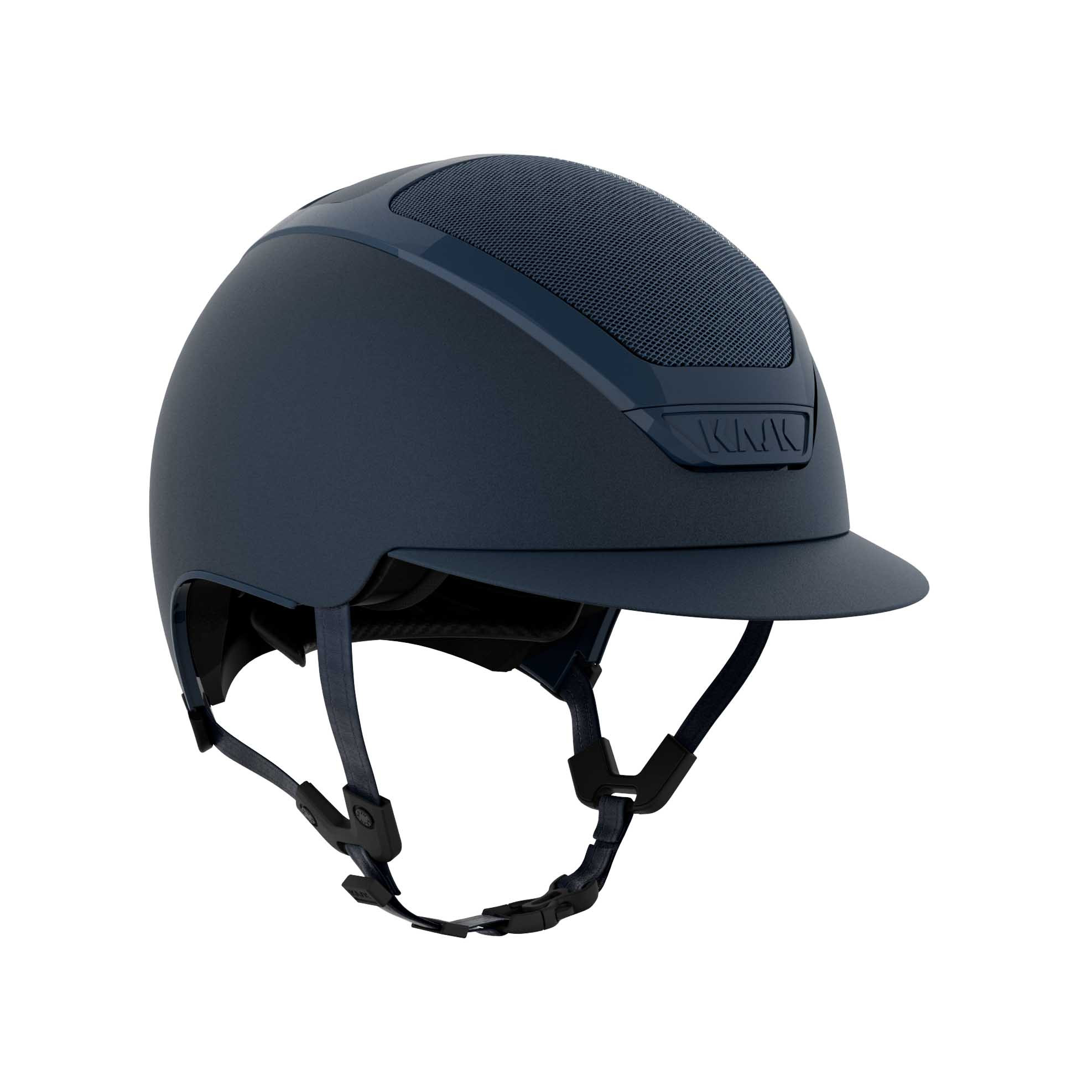 Capacete Kask Dogma Chrome com jugular castanho-claro Marinho Azul-marinho