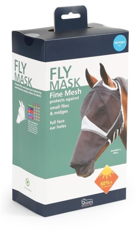 Máscara anti-moscas com proteção para o nariz Shires sem orelhas FlyGuard Pro Preto Máscara anti-moscas com proteção para o nariz Shires sem orelhas FlyGuard Pro Preto
