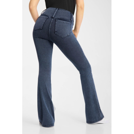 Legging de equitação Horze Emery western feminino, corte bootcut, efeito denim