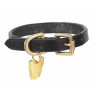 Coleira de couro plana Shires Digby & Fox para cão - Preto
