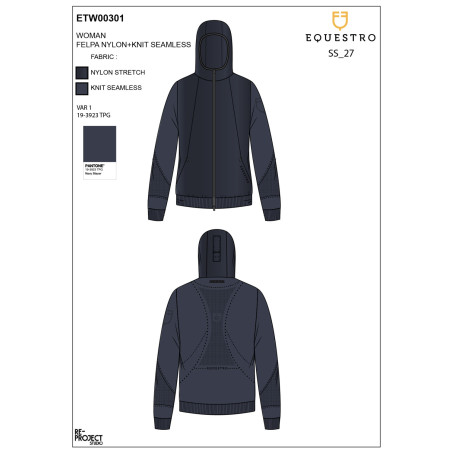 Moletom técnico feminino com capuz e inserções em micro mesh