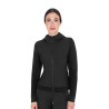 Moletom técnico feminino com capuz e inserções em micro mesh - Preto