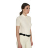 T-shirt de treino feminina em tecido técnico com microfuros - Branco antigo