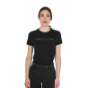 T-shirt mulher em algodão com logotipo laminado - Preto