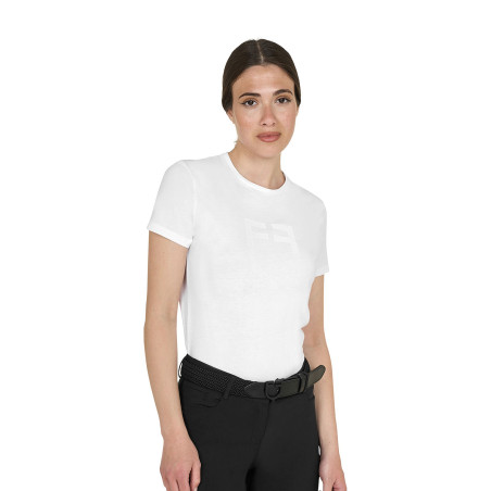 T-shirt básica mulher logótipo brilhante tom sobre tom