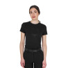 T-shirt básica mulher logótipo brilhante tom sobre tom - Preto