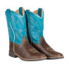 Botas western Ranch para crianças - Castanho-escuro / turquesa
