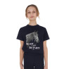 T-shirt para menina Equestro Ready To The Party em algodão com strass e mangas curtas - Marinho
