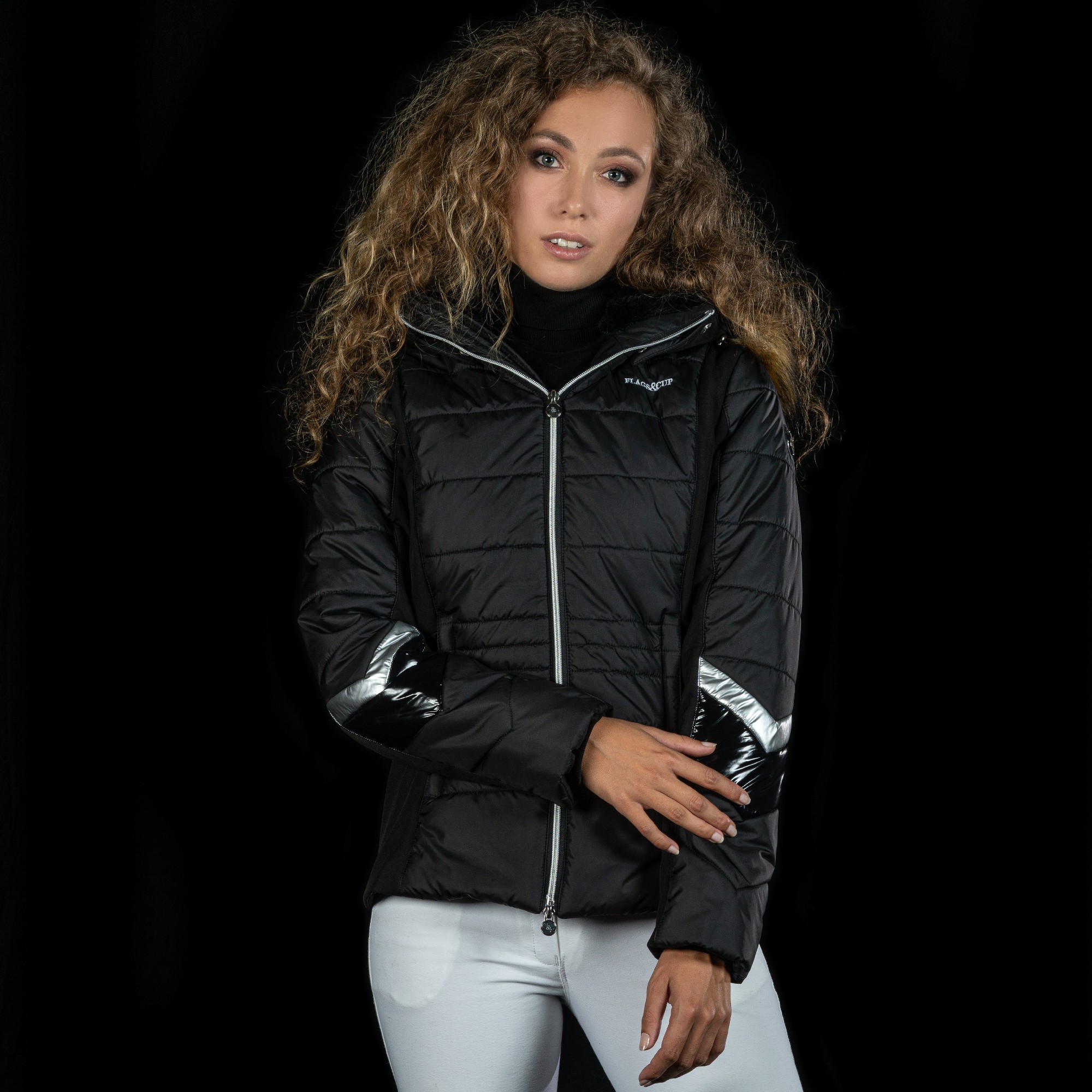 Parka impermeável feminina Norola Flags & Cup Preto