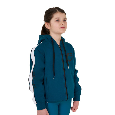 Sweatshirt infantil de algodão com capuz e zíper frontal