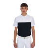 Polo de concurso masculino Equestro Ridertechnology manga curta e zíper - Branco/preto