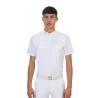 Polo de concurso masculino Equestro Ridertechnology manga curta e zíper - Branco