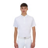 Polo de concurso masculino Equestro Ridertechnology manga curta botões - Branco