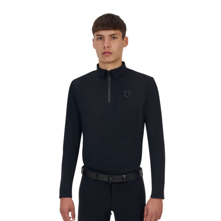 Polo de treino masculino Equestro Ridertechnology manga comprida com zíper