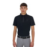Polo de treino masculino Equestro Ridertechnology manga curta com fecho de correr - Preto