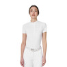 Pólo de concurso feminino Equestro Ridertechnology tecido perfurado - Branco