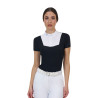Polo de concurso feminino Equestro Ridertechnology manga curta - Branco/preto