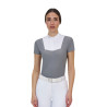Polo de concurso feminino Equestro Ridertechnology manga curta - Branco / pássaro zombeteiro