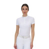 Polo de concurso feminino Equestro Ridertechnology manga curta - Branco