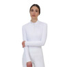 Polo de concurso feminino Equestro Ridertechnology manga comprida com zíper - Branco