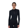 Polo de treino feminino Equestro Ridertechnology manga comprida com fecho éclair - Preto